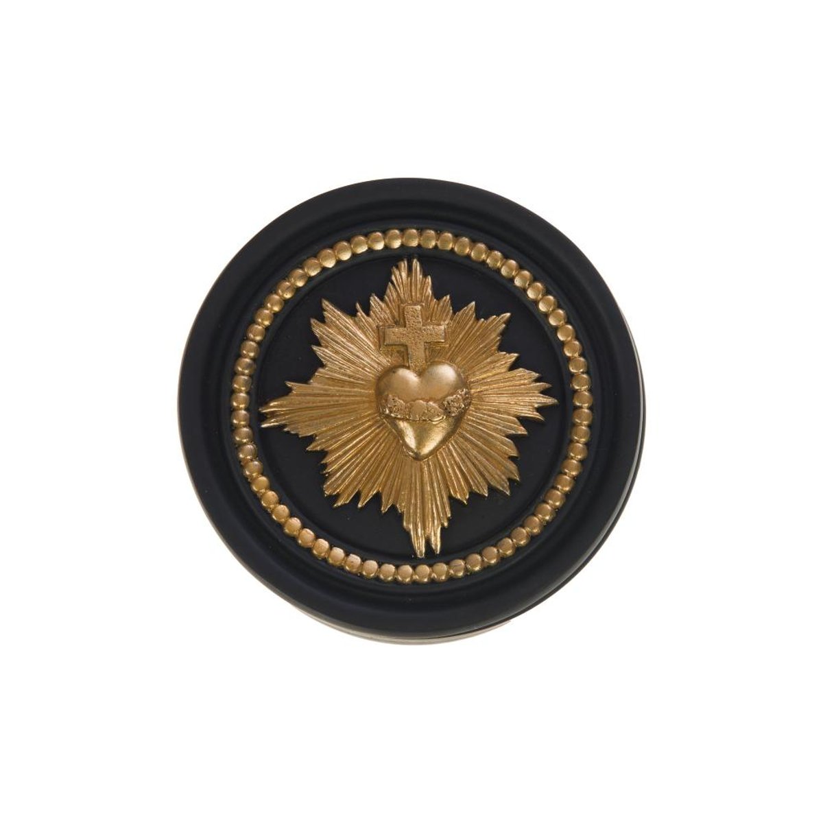 Boite Ex Voto en résine  et dorée Ø12 cm noir, AMADEUS