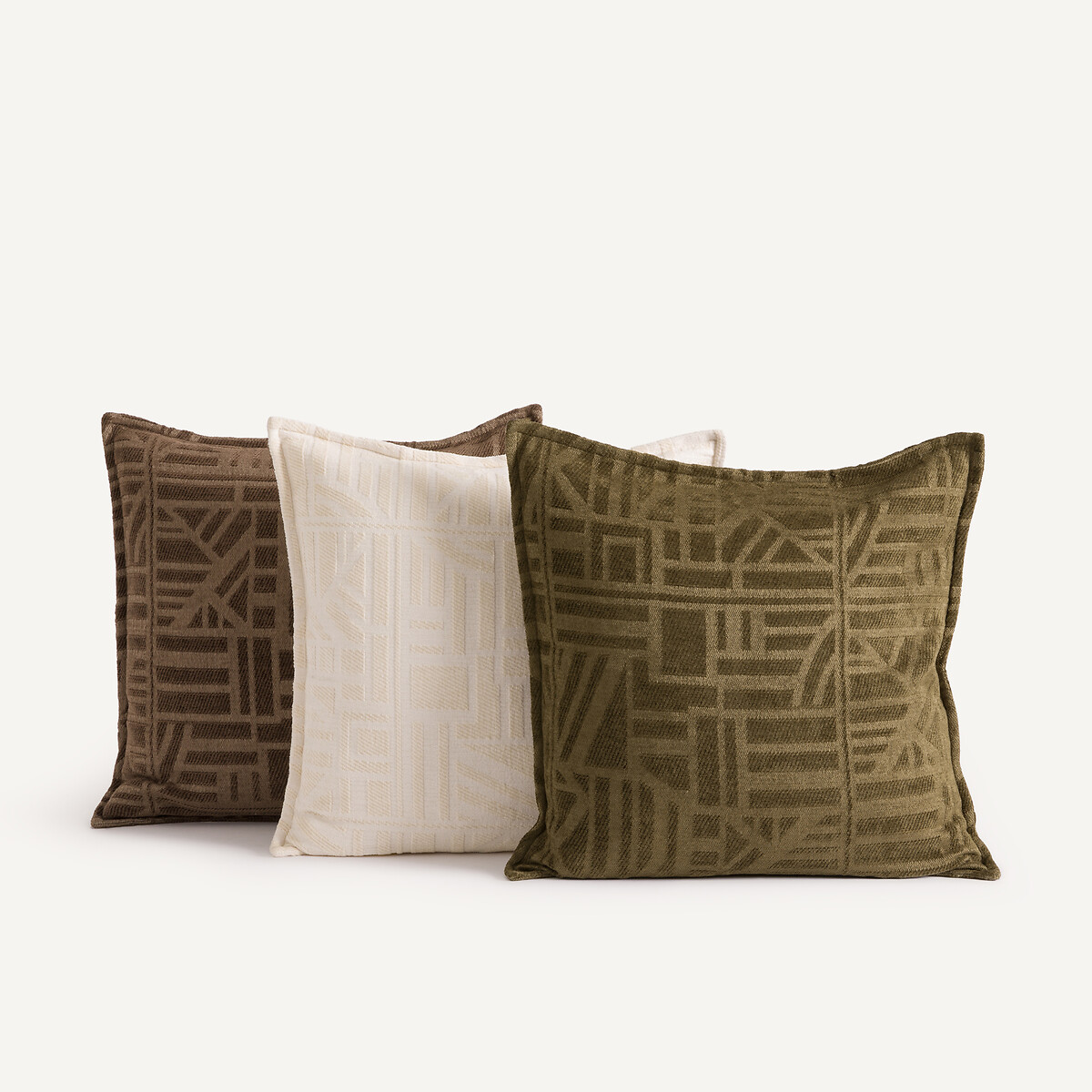 Housse de coussin chenille jacquard, Hesper taupe, AM.PM