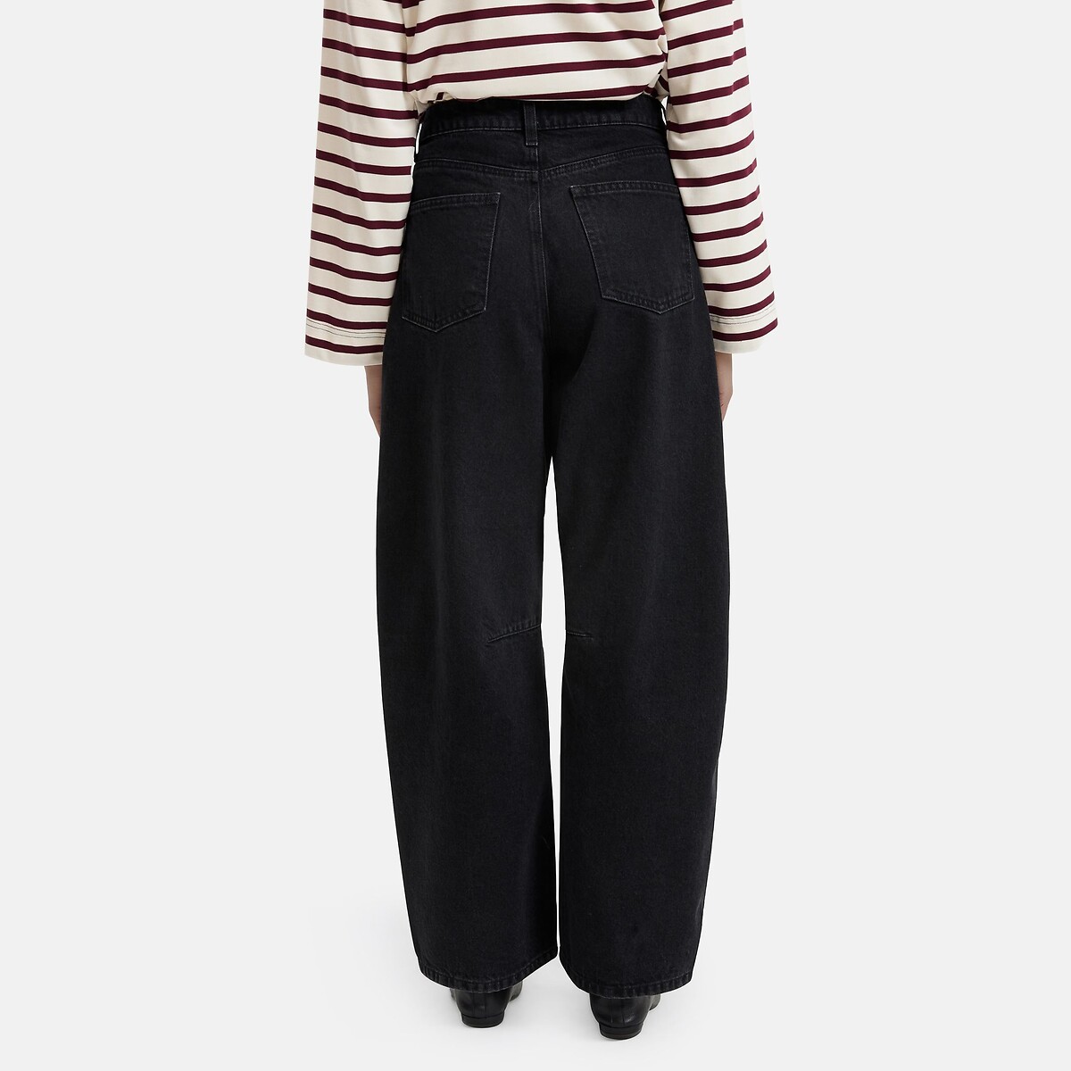 Jean barrel femme 100% coton, Signature ARMIDE noir lavé, LA REDOUTE COLLECTIONS