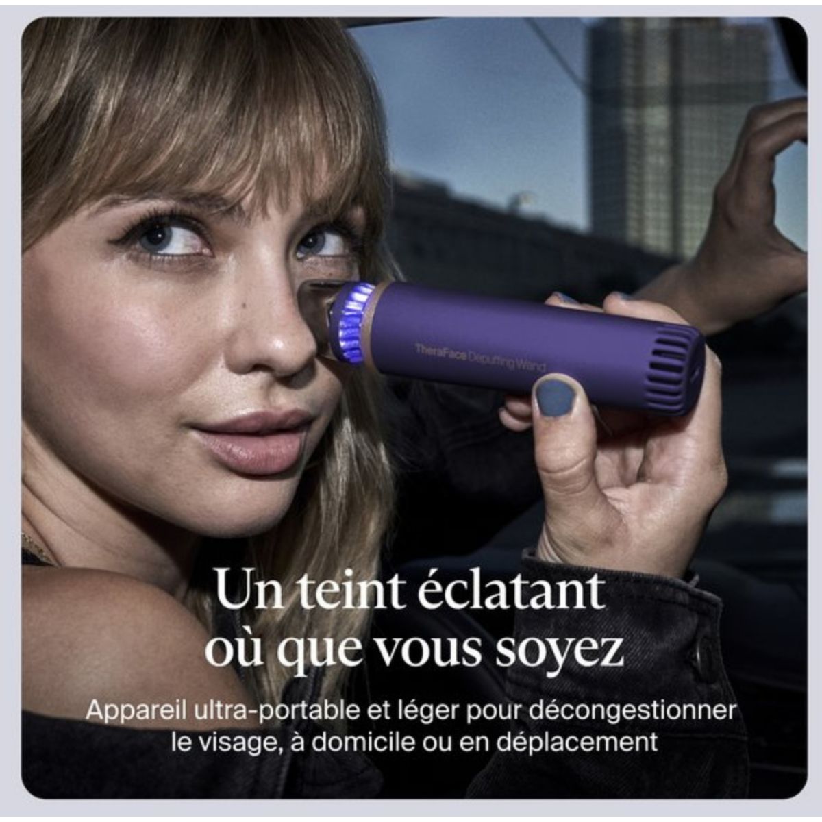 Appareil éclat visage TheraFace anti-cernes indigo couleur unique, THERAGUN