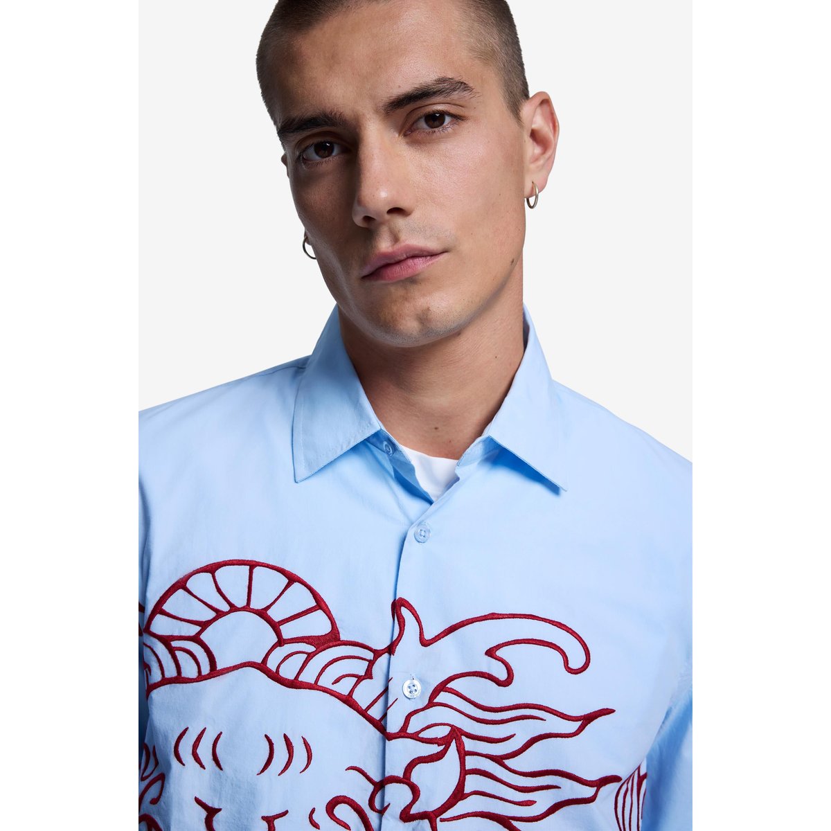 Chemise brodée dragon bleu, DESIGUAL