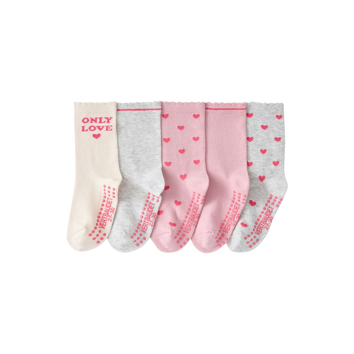 Lot de 5 chaussettes rose pâle, VERTBAUDET