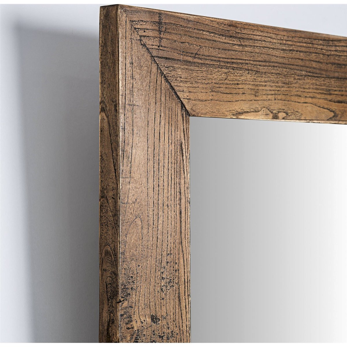 Miroir carré en bois d'orme, Effet marbré marron bois d'orme marbré, RECOLLECTION
