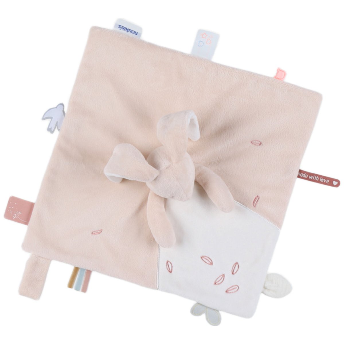 Doudou plat attache sucette rose, NOUKIE'S