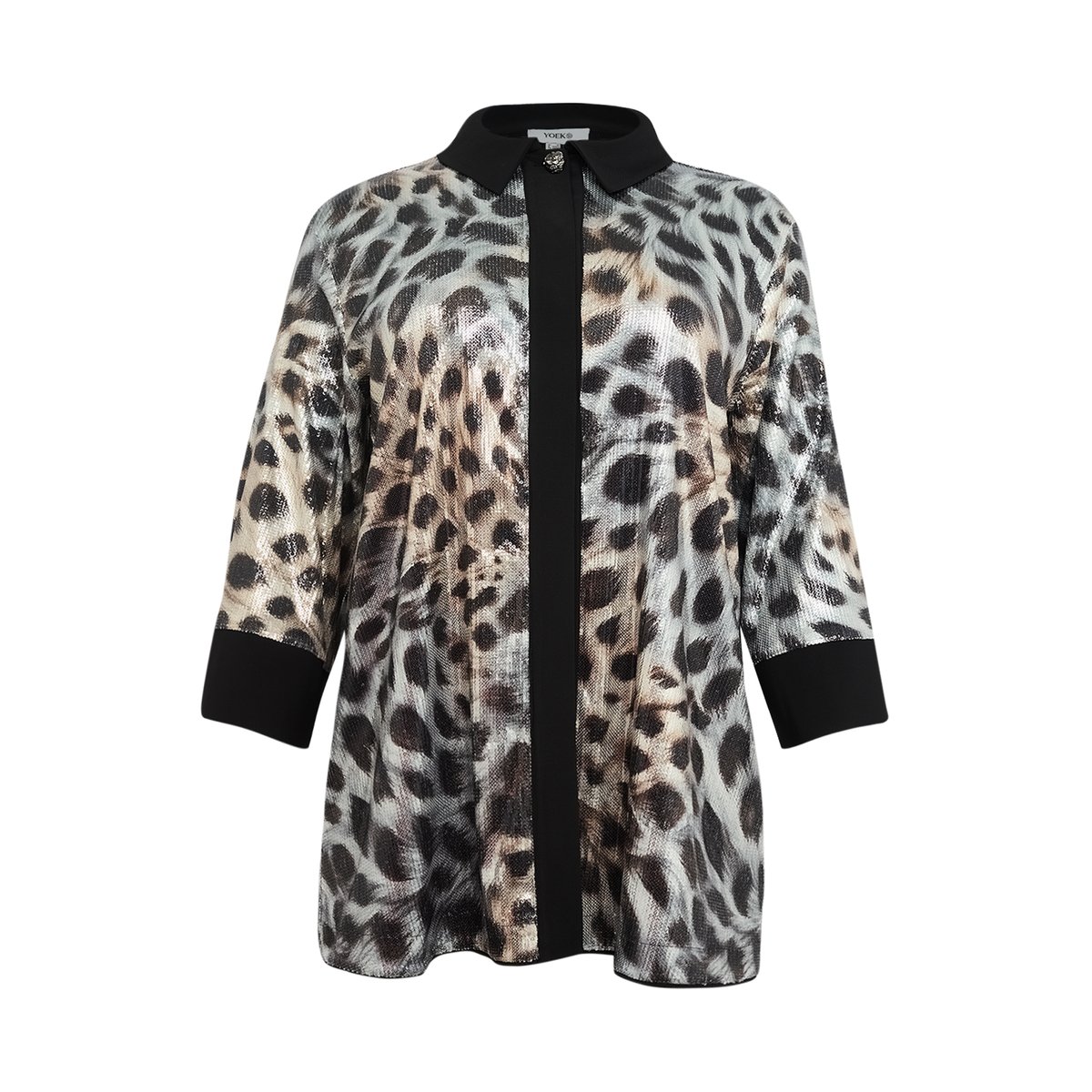 Chemise ornementée de sequins / à sequins noir, YOEK