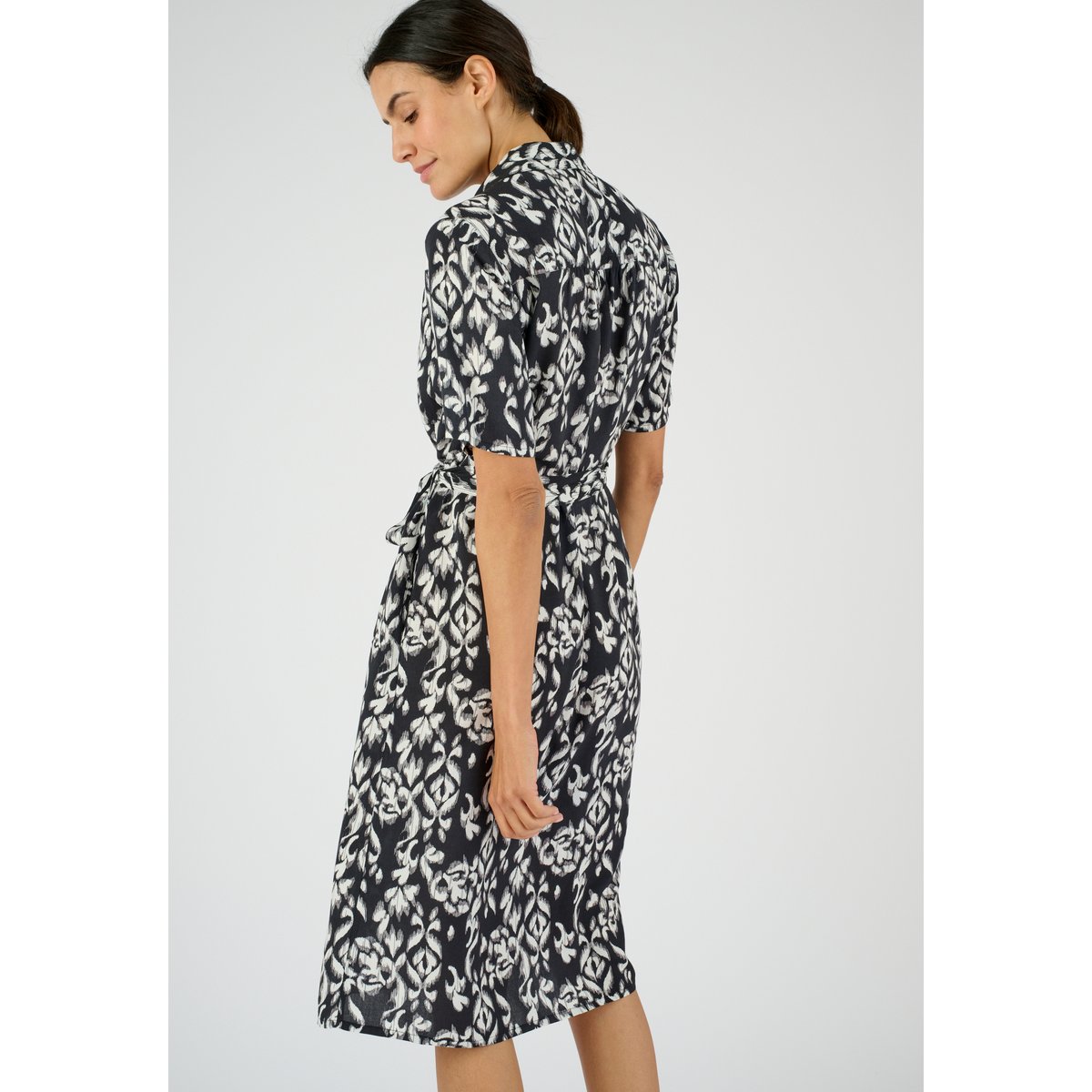Robe-chemise fibre pure viscose Lenzing(TM) noir graphique, DAMART