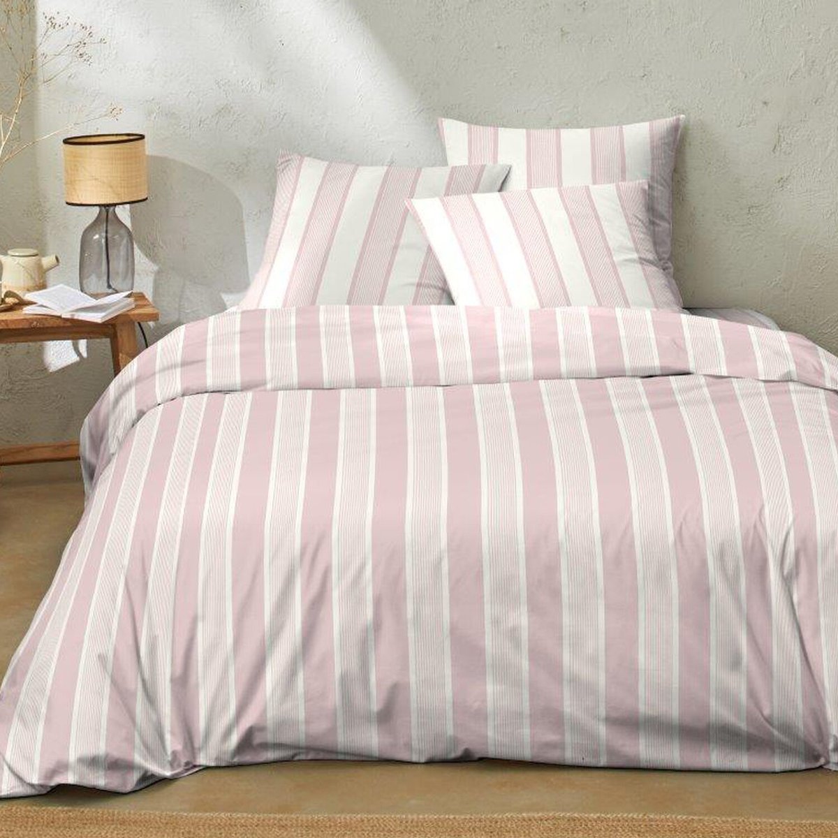 Parure housse de couette coton imprimés, rosy rose rose, C DESIGN HOME TEXTILE