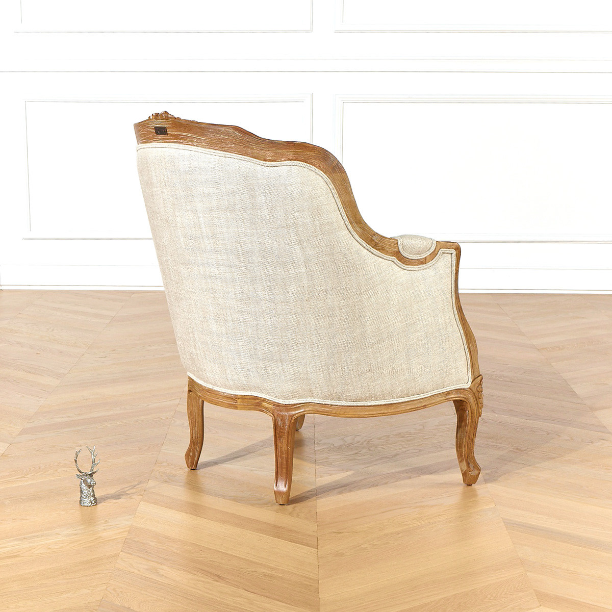 Fauteuil bergère en hévéa et lin VICTOR lin, ROBIN DES BOIS