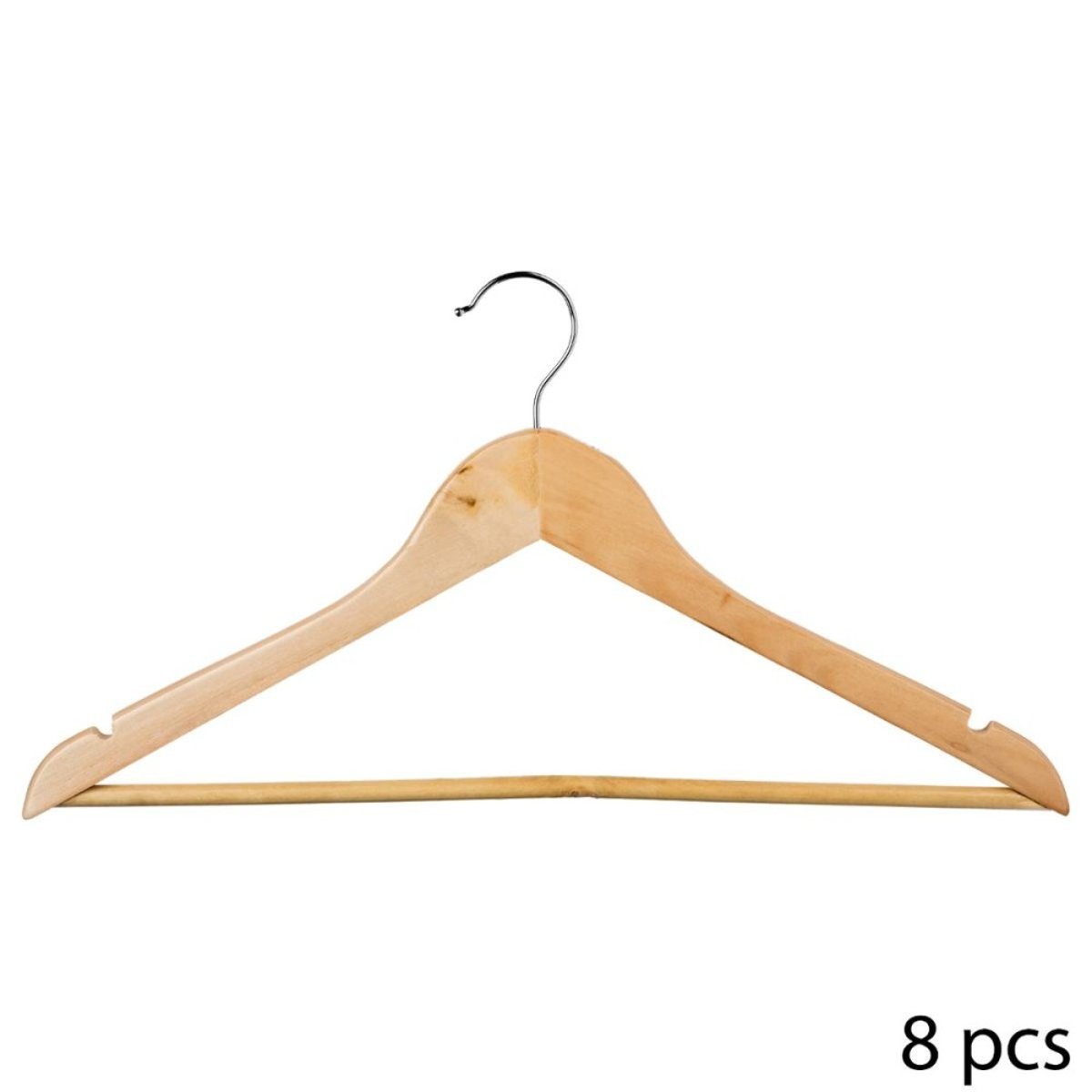 Cintres galbés en bois naturel X8 beige, ATMOSPHERA