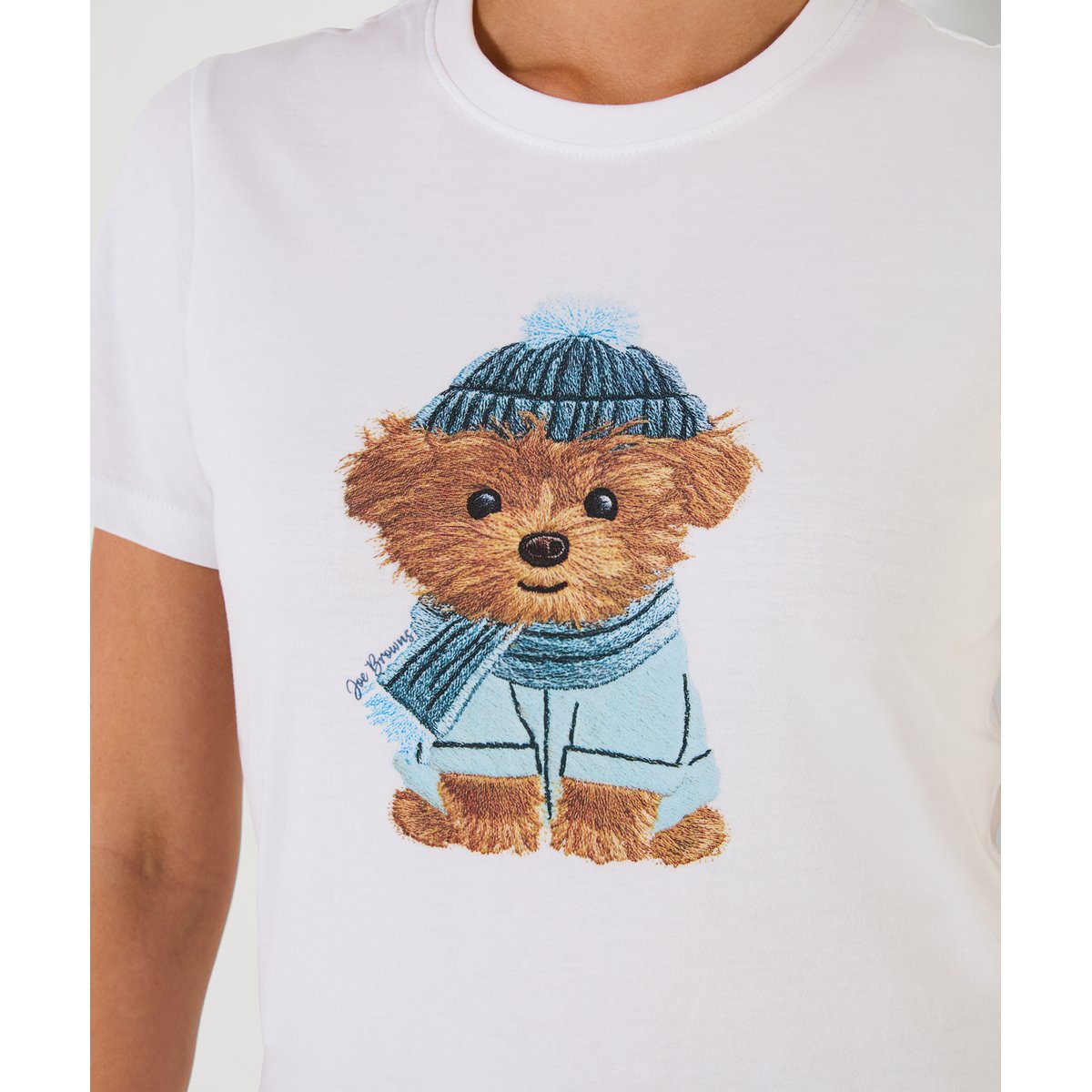 T-Shirt à Manches Courtes Brodé Chien Teddy blanc, JOE BROWNS