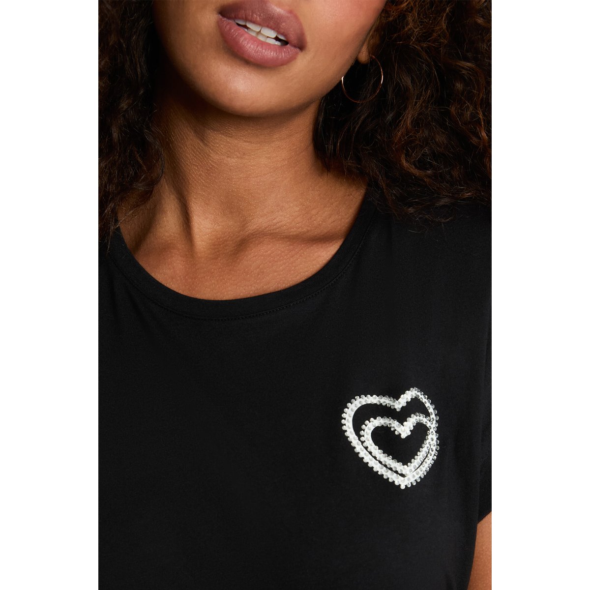 T-shirt manches courtes noir, MORGAN