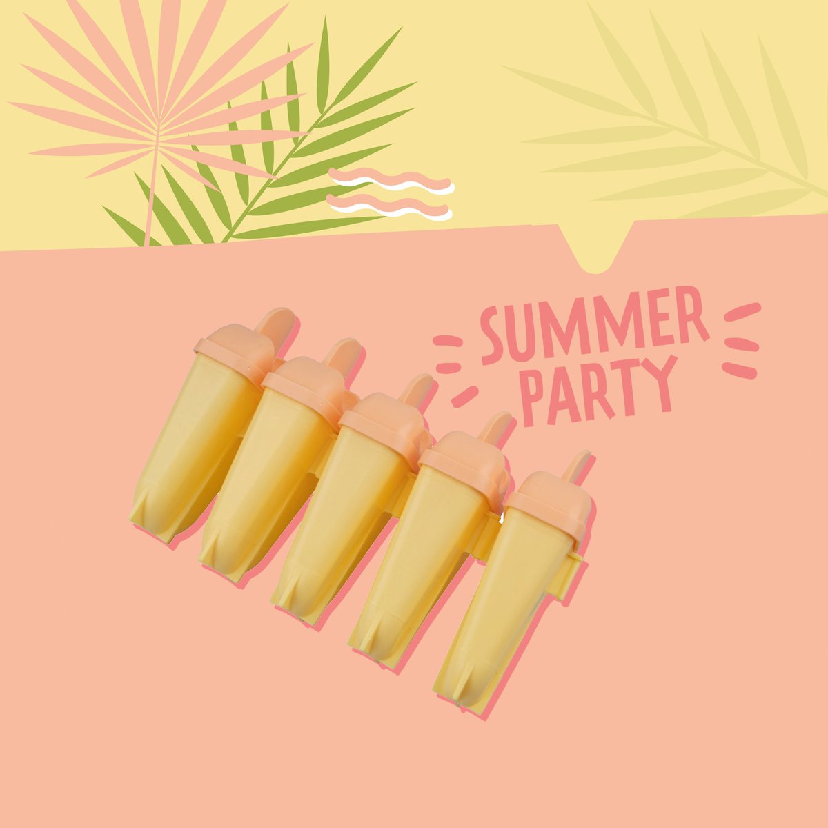 Lot de 5 moules pour glaces à l'eau maison jaune,corail, FACKELMANN