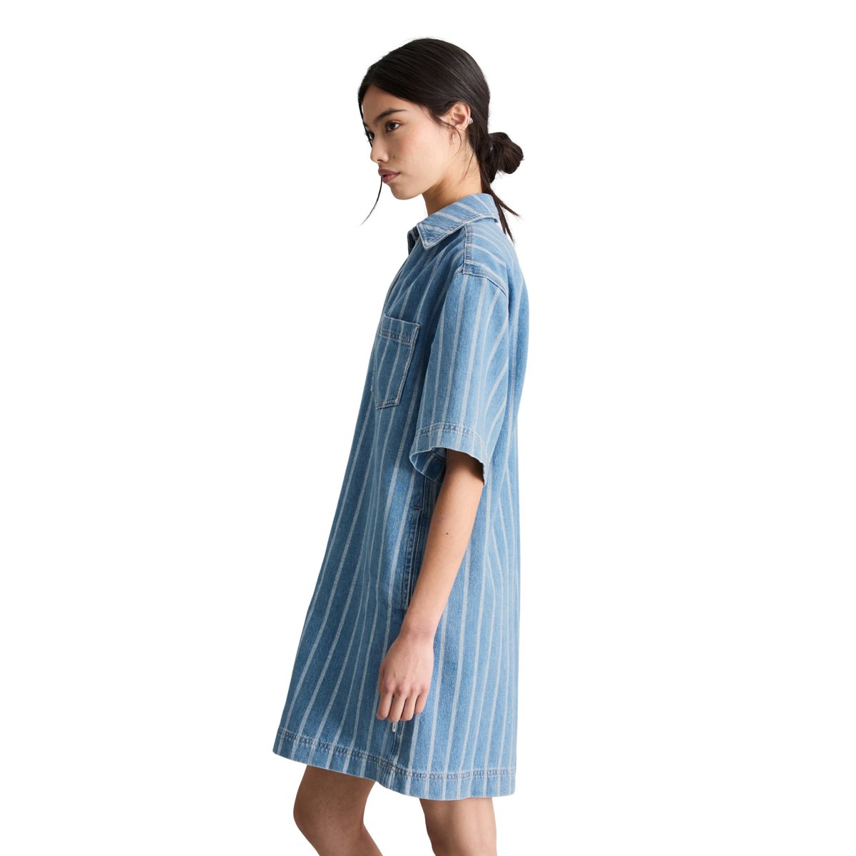 Robe en jean rayée, coupe ample en pur coton organique bleu, MARC O’POLO DENIM