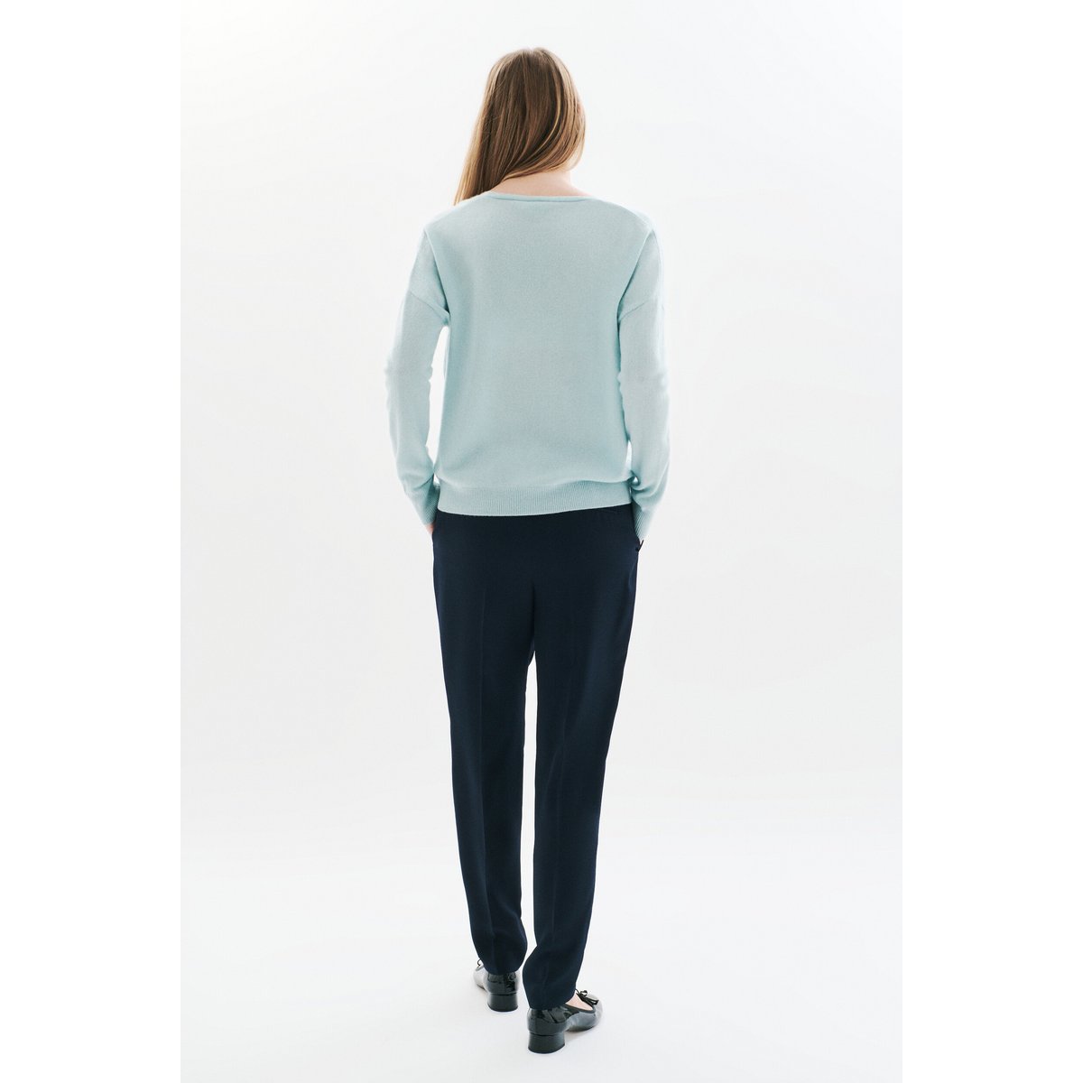 Pull MTHELMINA 100% cachemire bleu gris, CAROLL