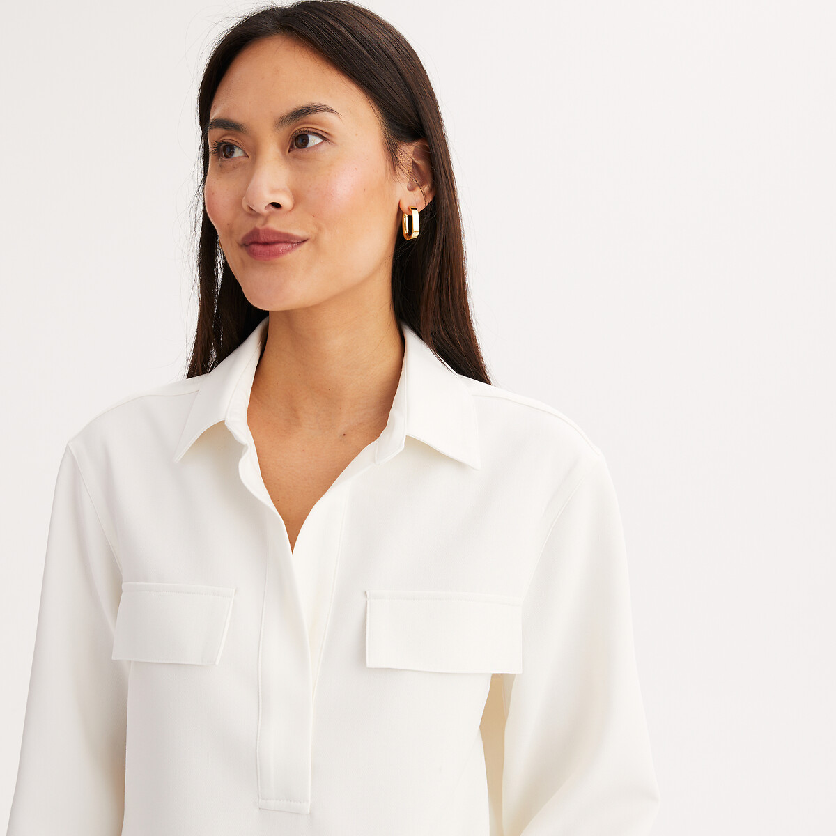 Chemise esprit vareuse, manches longues ecru, ANNE WEYBURN