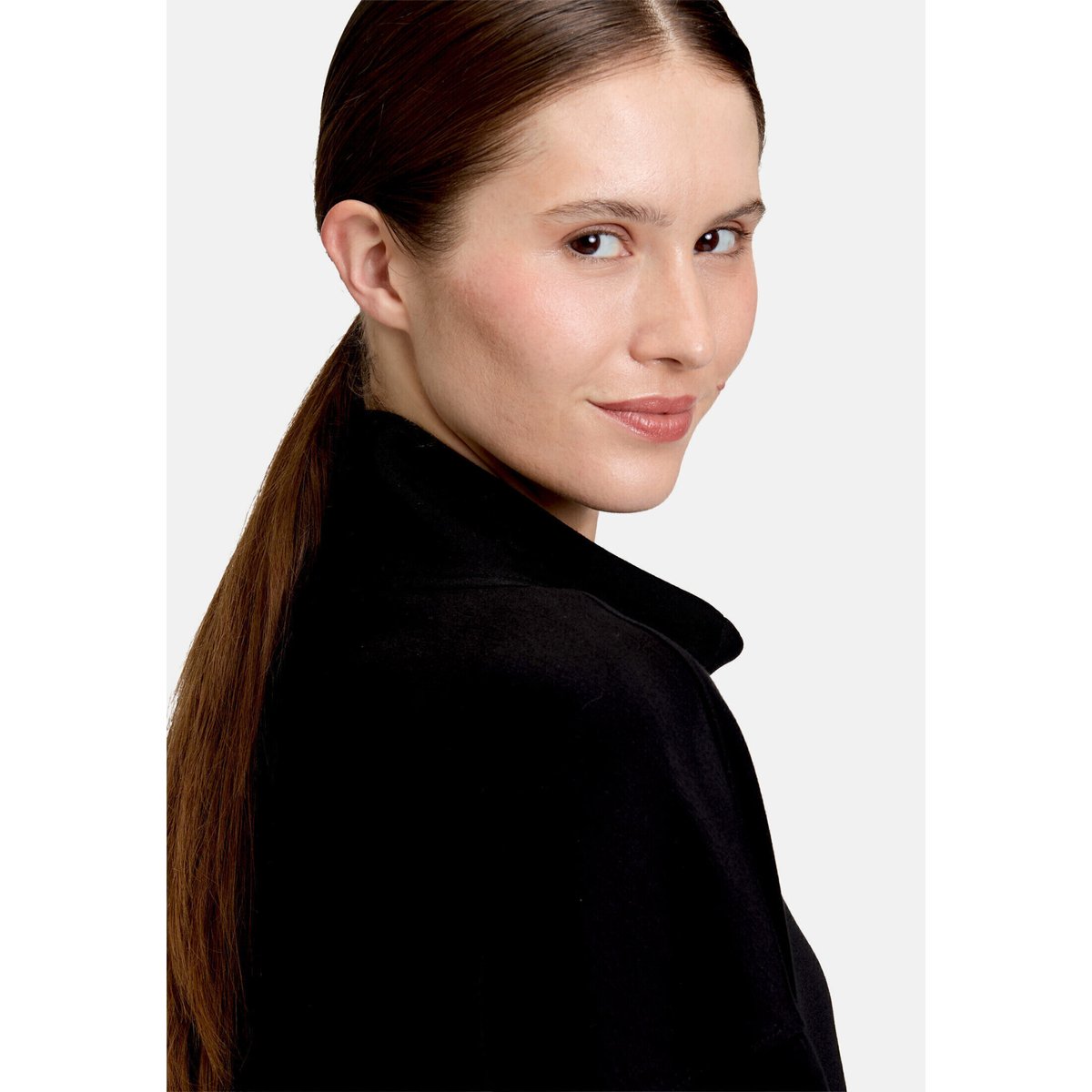 Manteau molletonné à col droit noir, BETTY BARCLAY