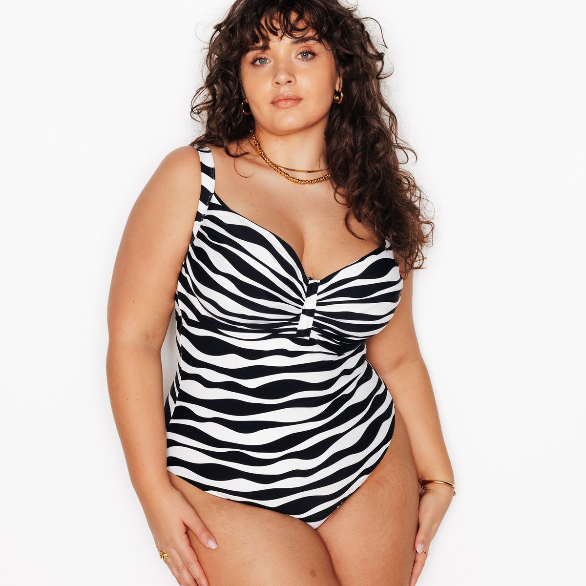 Maillot de bain 1 pièce grande taille PAULA multico blanc, ROUGEGORGE LINGERIE