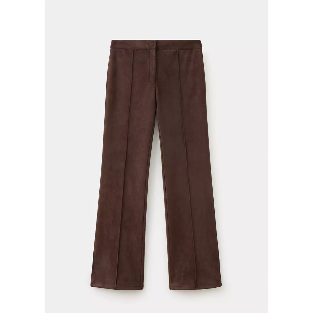 Pantalon suédine coutures marron, MANGO