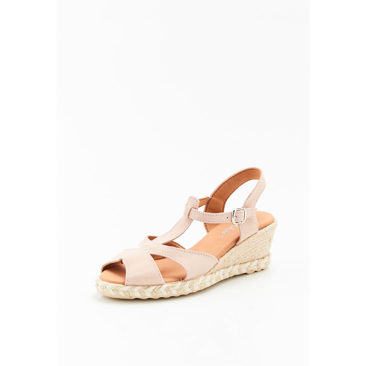 Sandales compensées tressées beige rosé, DAMART
