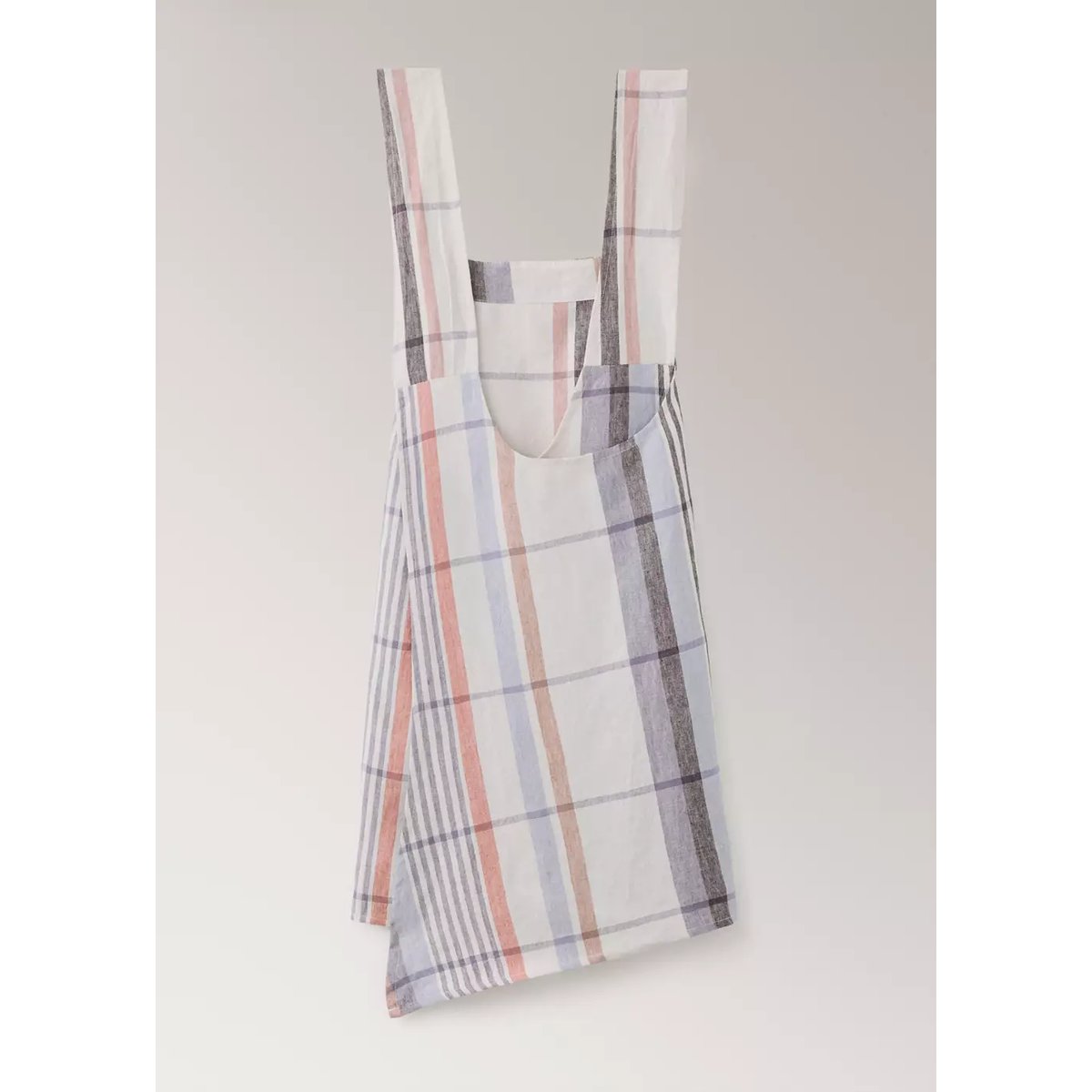 Tablier 100 % lin rayures gris clair/pastel, MANGO HOME