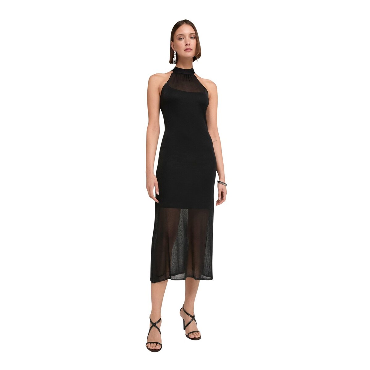 Robe fourreau avec transparences noir, MOTIVI