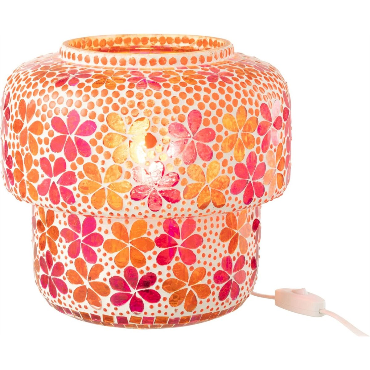 Lampe de table mosaïque en verre rose foncé et orange, RECOLLECTION
