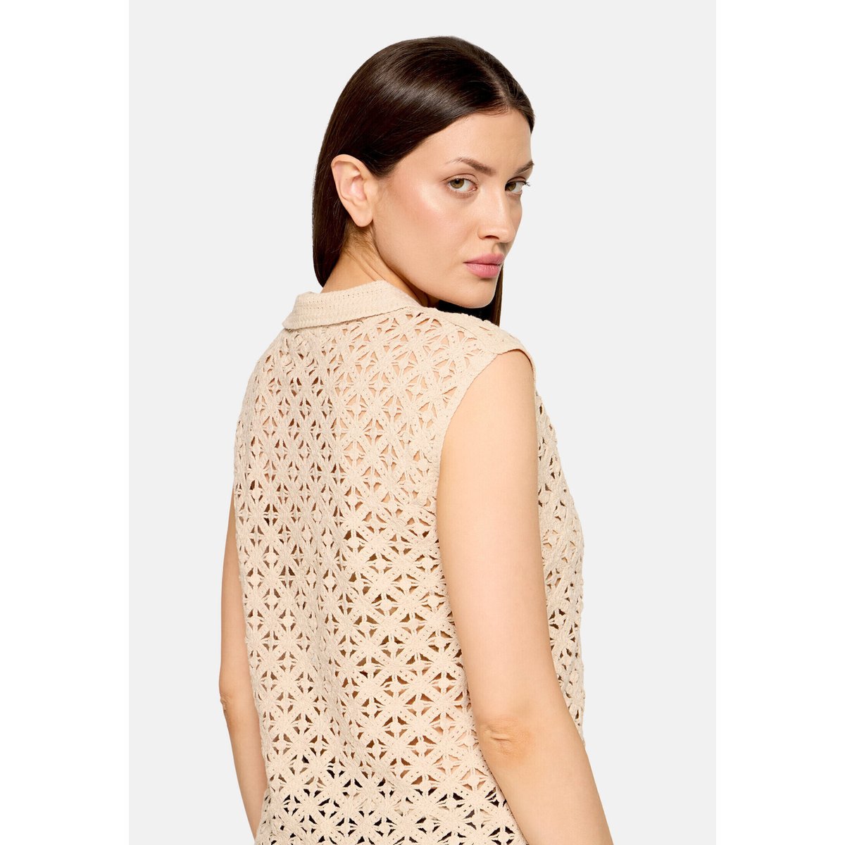 T-Shirt avec structure à encolure en v pearled ivory, CARTOON