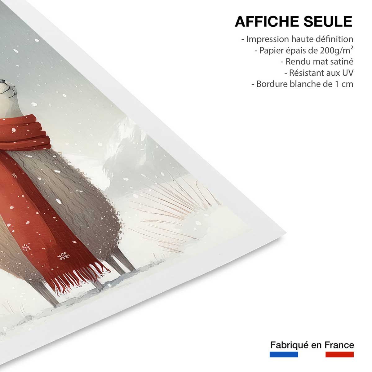 Affiche enfant lama et son écharpe affiche seule, HEXOA