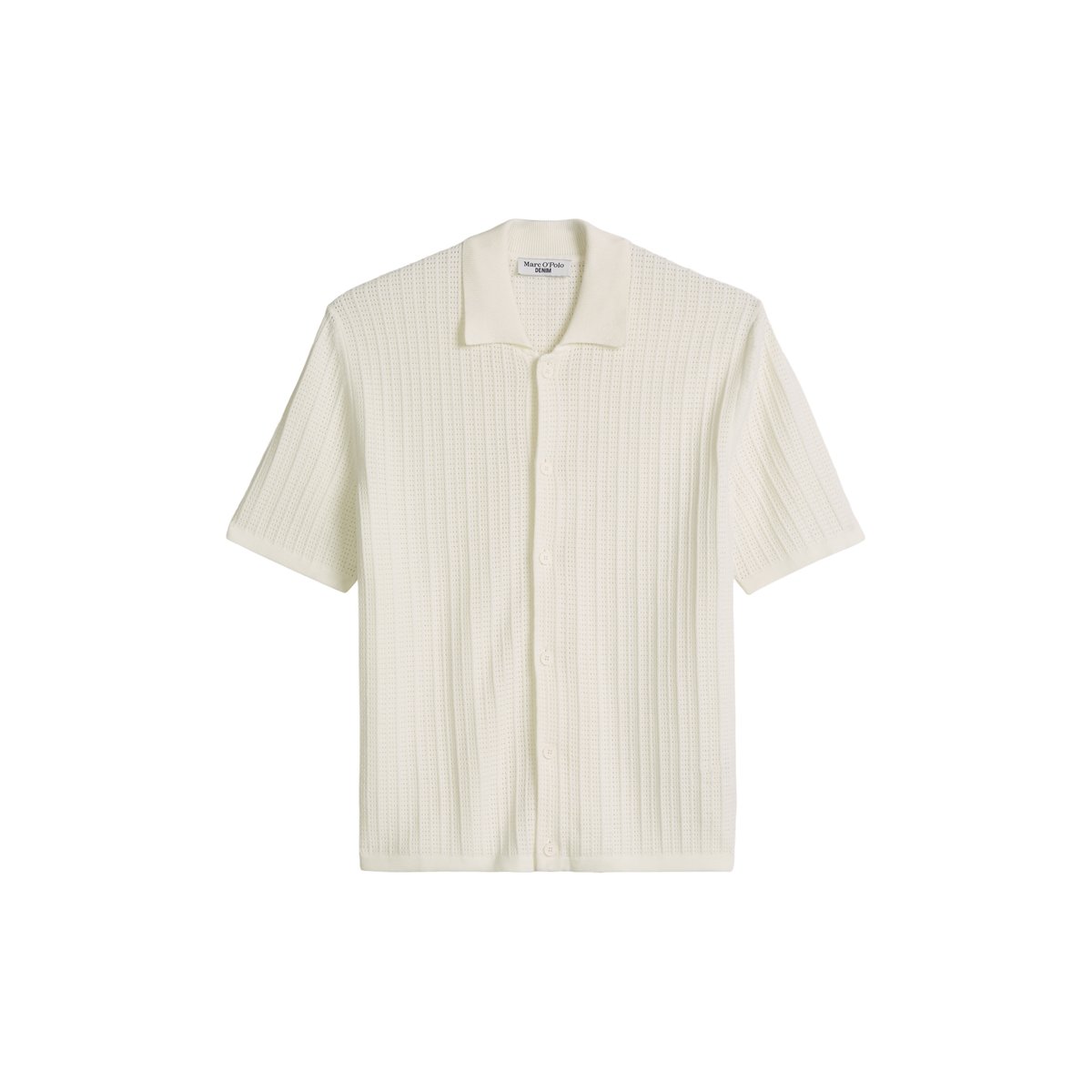 Veste en maille DfC à manches courtes style polo regular avec structure ajourée blanc, MARC O’POLO DENIM