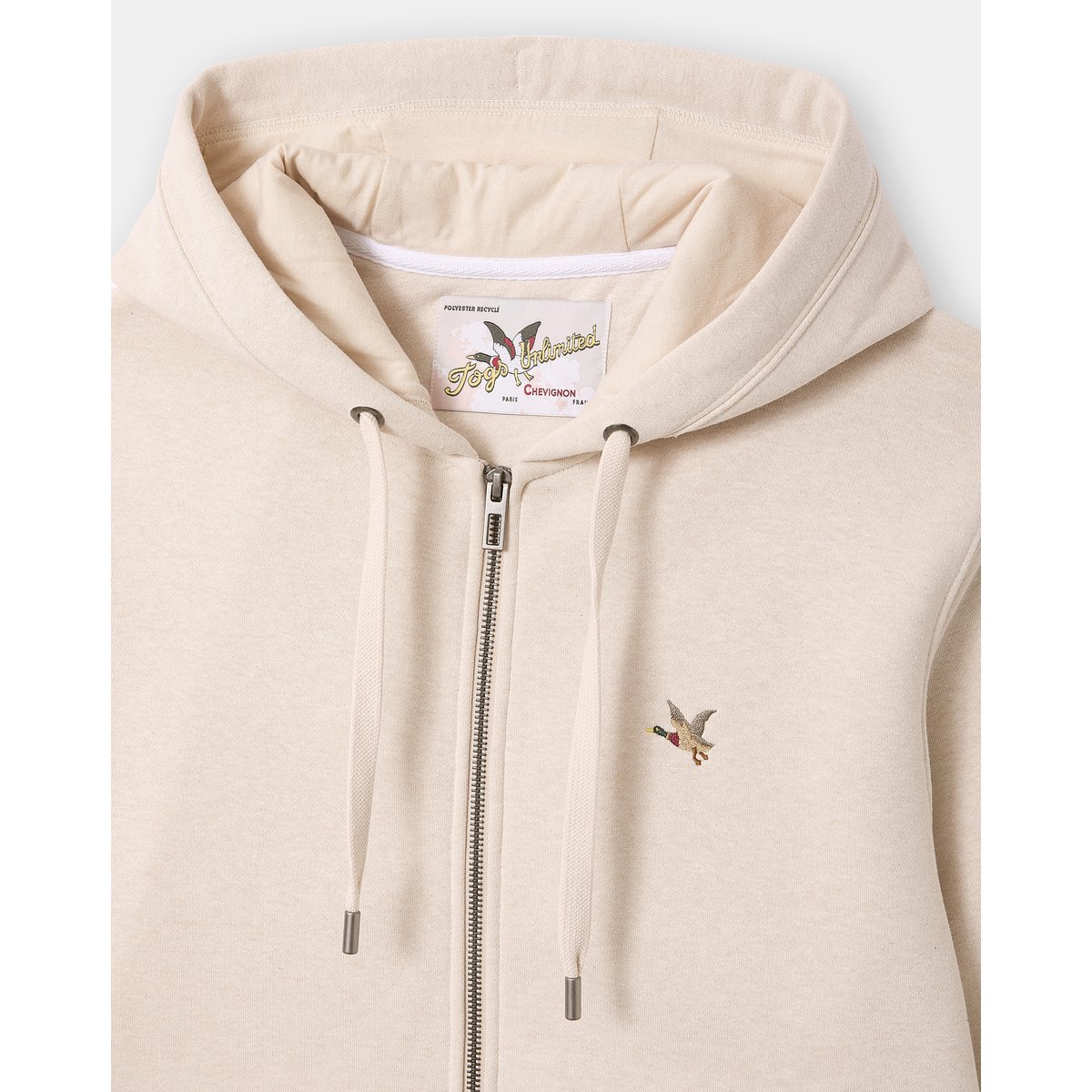 Sweat Shirt en coton CITY HOOD ZIPPE beige, CHEVIGNON