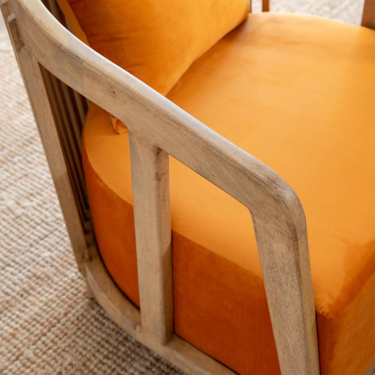 Fauteuil en bois de manguier TÉRENCE orange, MADE IN MEUBLES