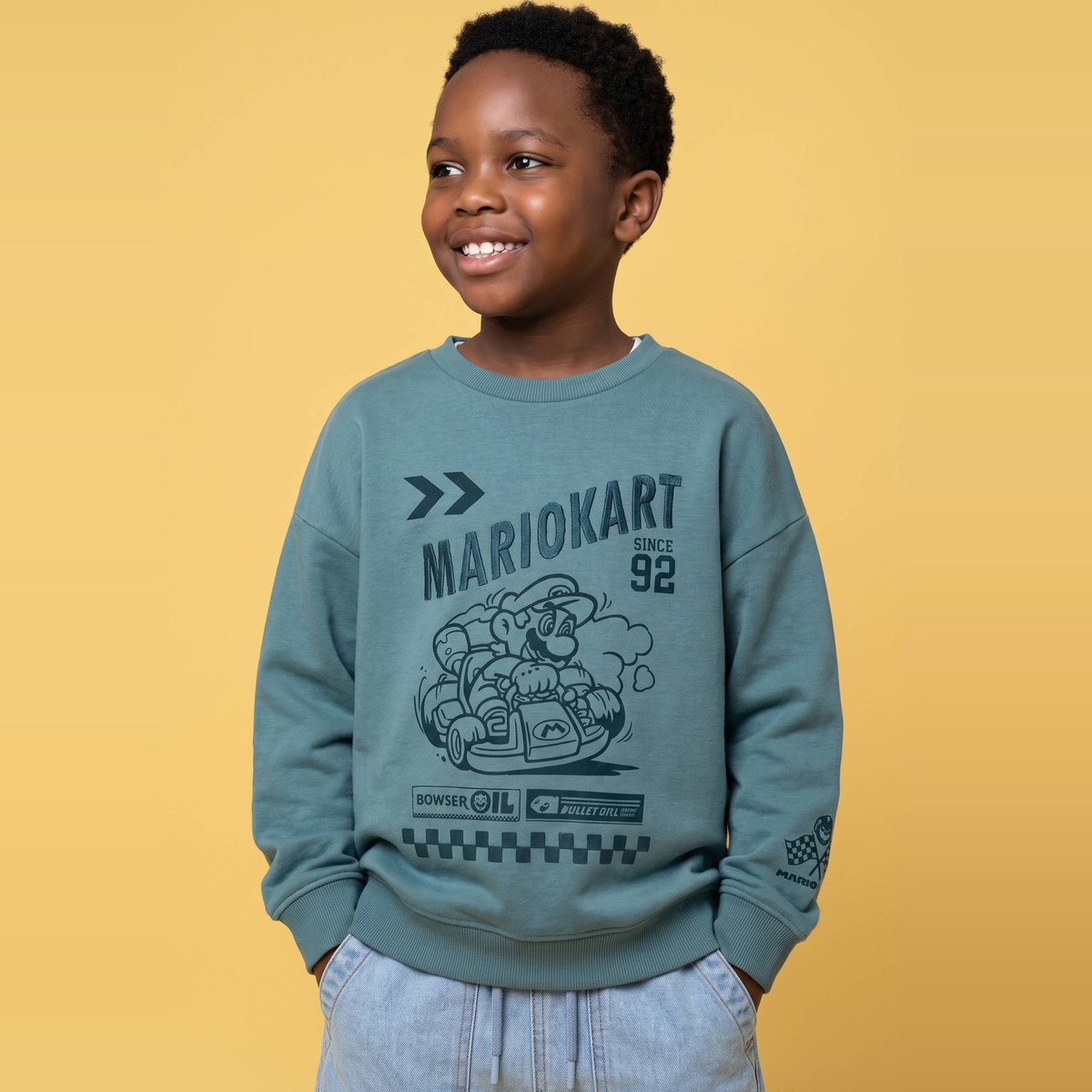 SWEAT EN MOLLETON MARIO KART lagune, MONOPRIX