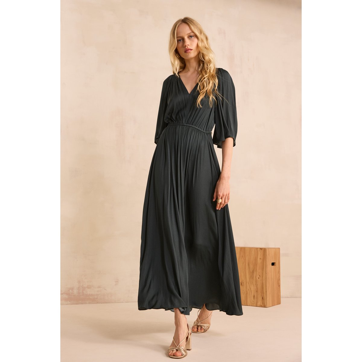 Robe fluide PERLA petrole, Maison 123