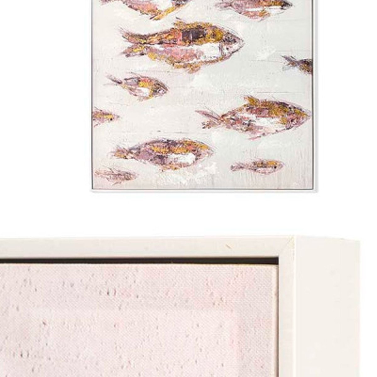 Set de 2 cadres décoratifs bord de mer poissons 82x122cm blanc, WADIGA