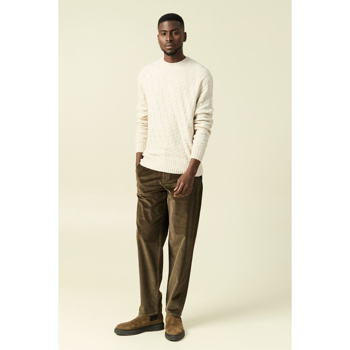 Pull manches longues col rond sable, BONOBO