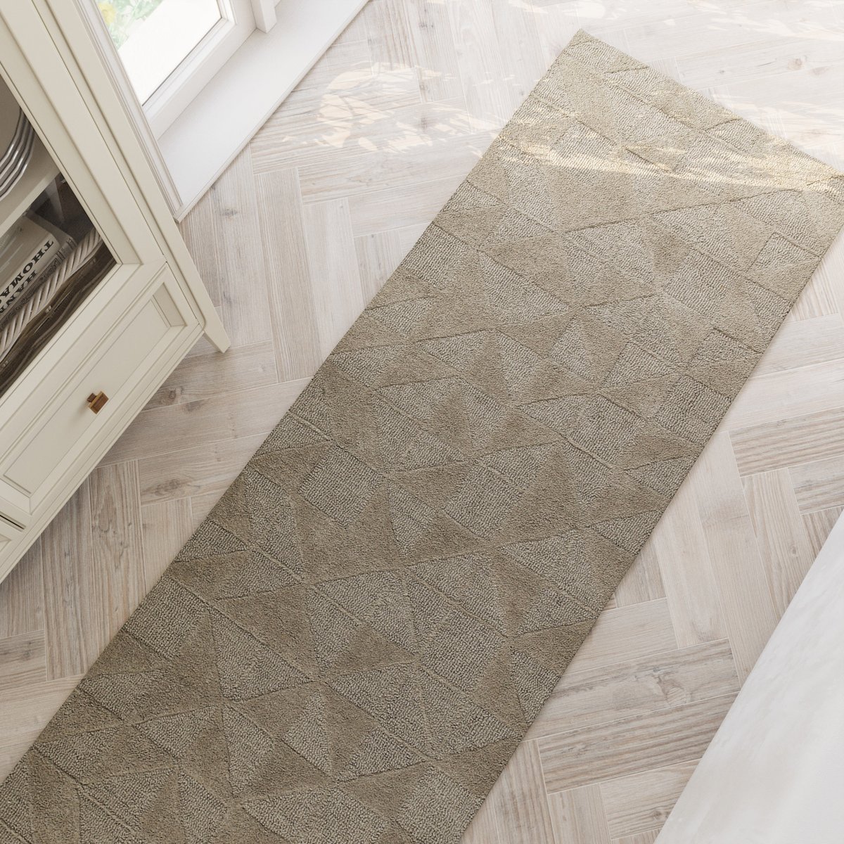 Tapis de couloir tufté main ,  HAMPTONS THIRTYSEVEN beige sable, WECON HOME