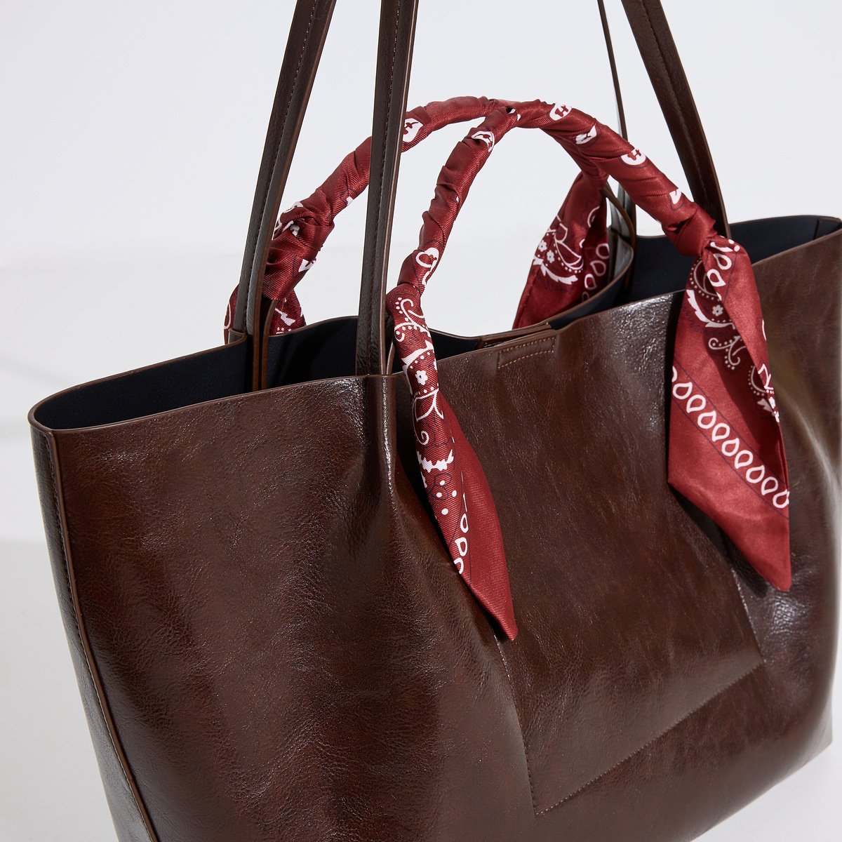 Grand sac cabas avec foulards marron, GRAIN DE MALICE