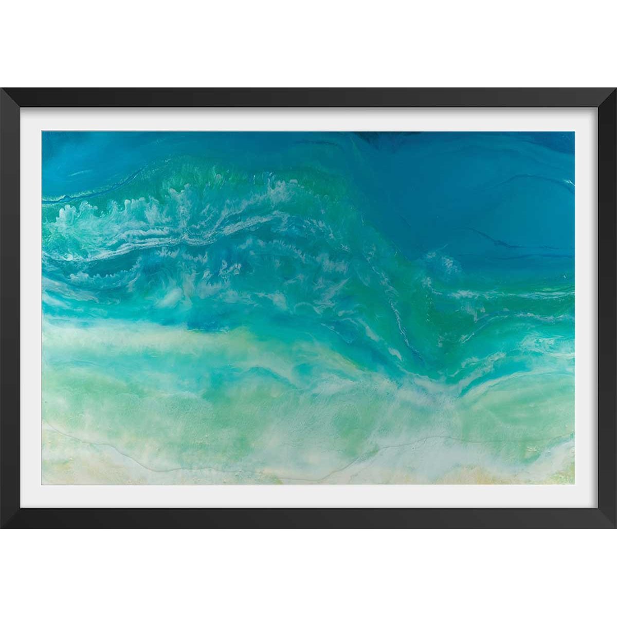Poster bleu fluide affiche + cadre en bois - noir, HEXOA