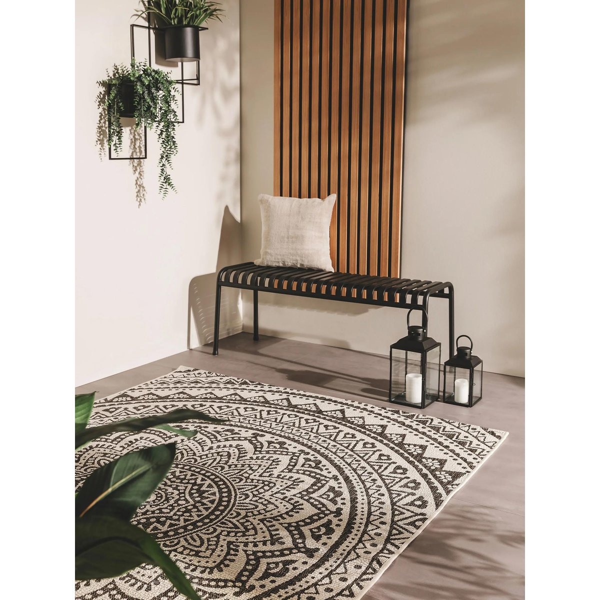 Tapis d'extérieur & intérieur CLEO blanc/noir, BENUTA