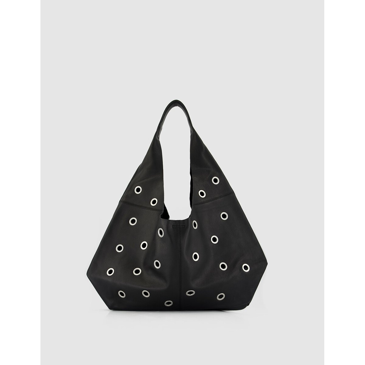 Leather Eyelet Detail Hobo Bag black, IKKS