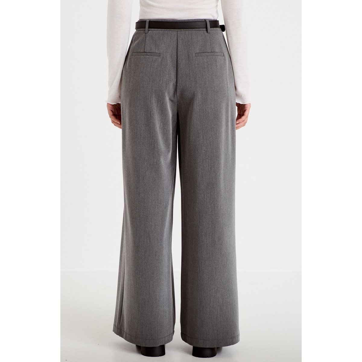 Pantalon large avec ceinture amovible gris clair, CACHE CACHE