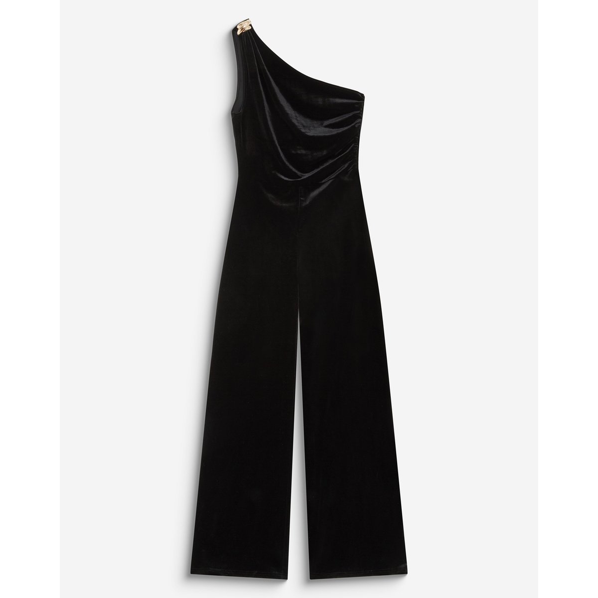 Combinaison ajustée asymétrique en velours noir Brielle noir, GRACE & MILA