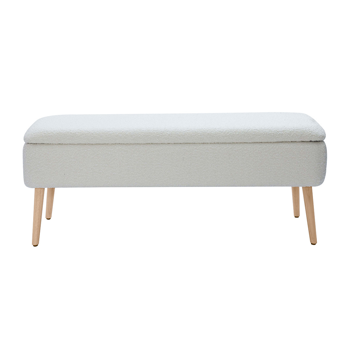Banc coffre L120 cm pieds bois clair LARS blanc, MILIBOO