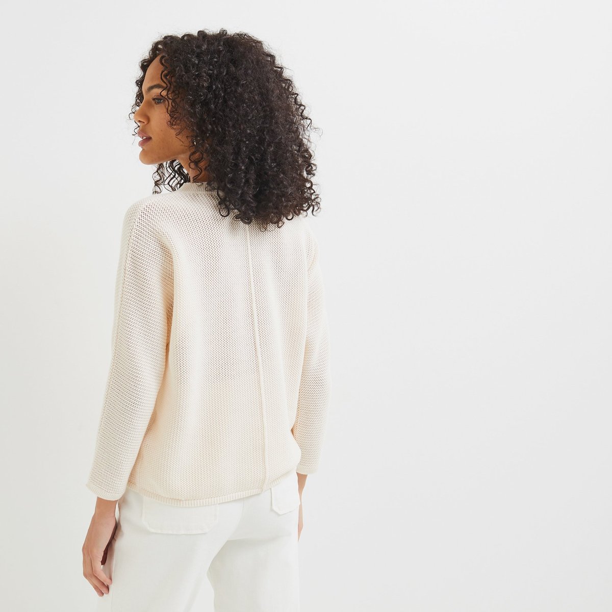 Pull ample ajouré en coton bio, certifié Oeko-Tex naturel, MONOPRIX