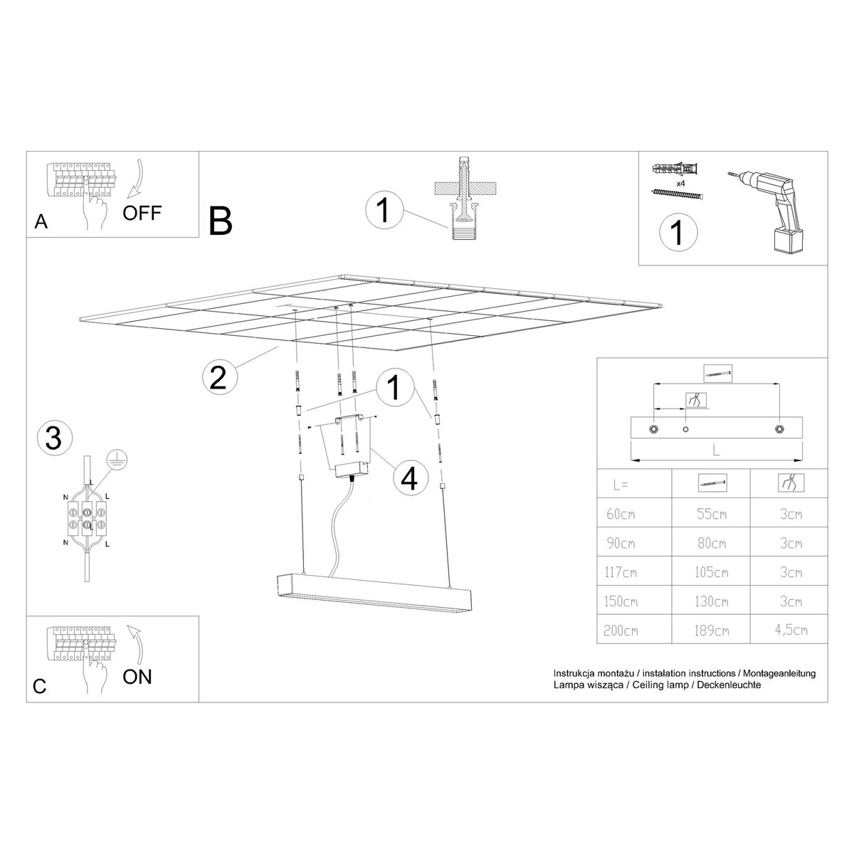 Suspension Aluminium Gris LED 1 Pinne gris, EDEN
