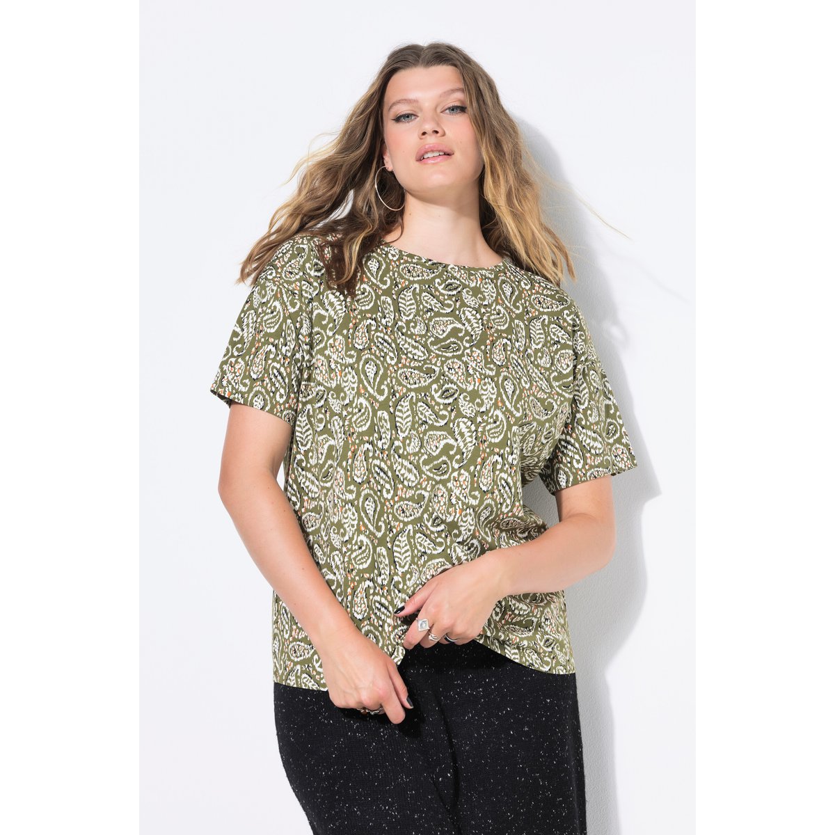 T-shirt oversize, imprimé cachemire palmiers verts, STUDIO UNTOLD