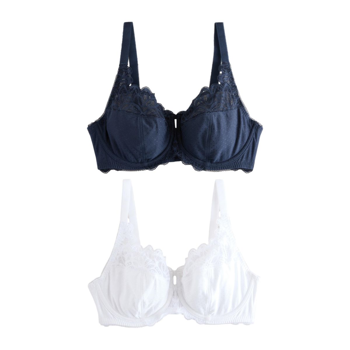 Soutien-gorge modal et dentelle dd+, lot de 2 bleu marine / blanc, NEXT