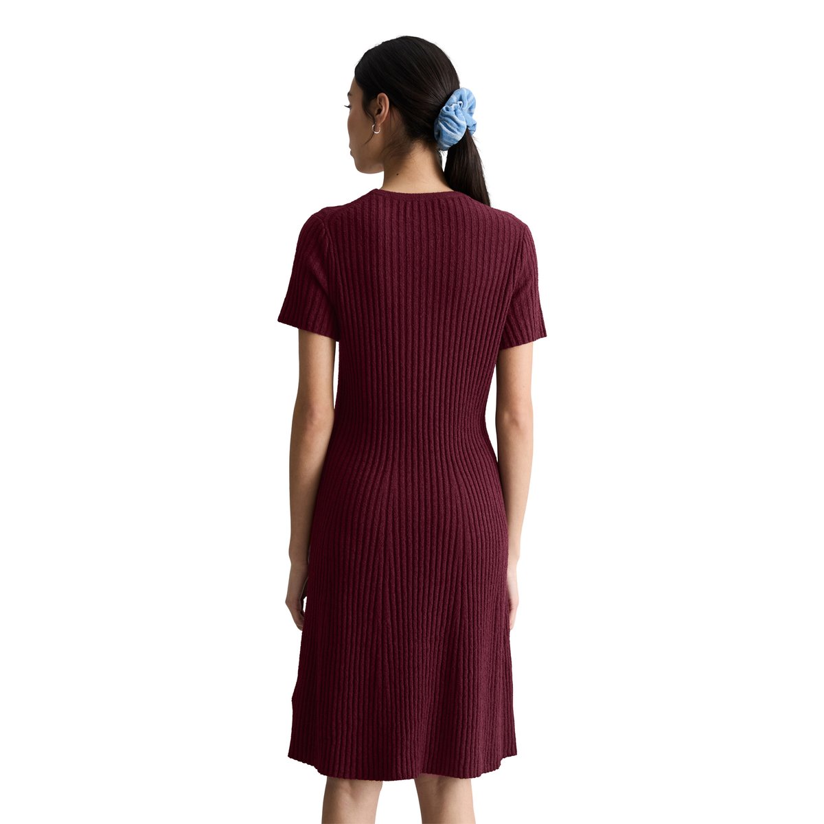 Robe en tricot slim en mélange de coton organique côtelé dunkelrot, MARC O’POLO DENIM