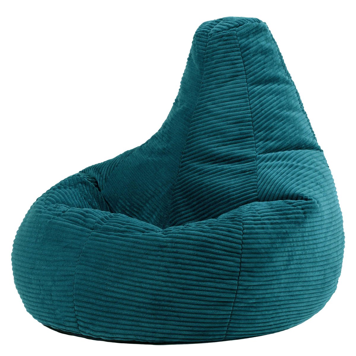Pouf à dossier à dossier haut et son repose-pied velours côtelé Oeko-Tex® - DALTON bleu canard, ICON