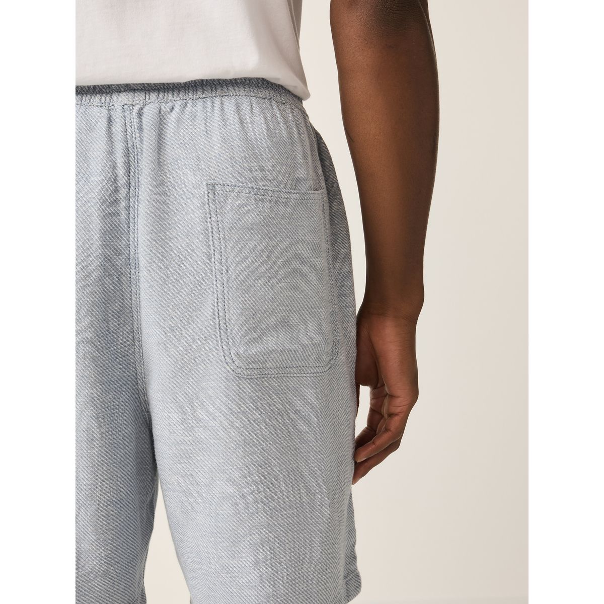 Short en lin mélangé à taille élastique bleu, NEXT